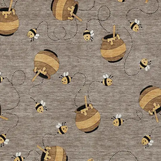 Taupe And Beige Geometric Washable Indoor Outdoor Area Rug Photo 3