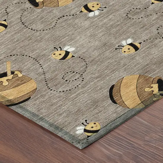Taupe And Beige Geometric Washable Indoor Outdoor Area Rug Photo 7