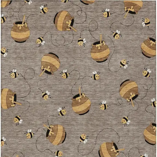 Taupe And Beige Geometric Washable Indoor Outdoor Area Rug Photo 6