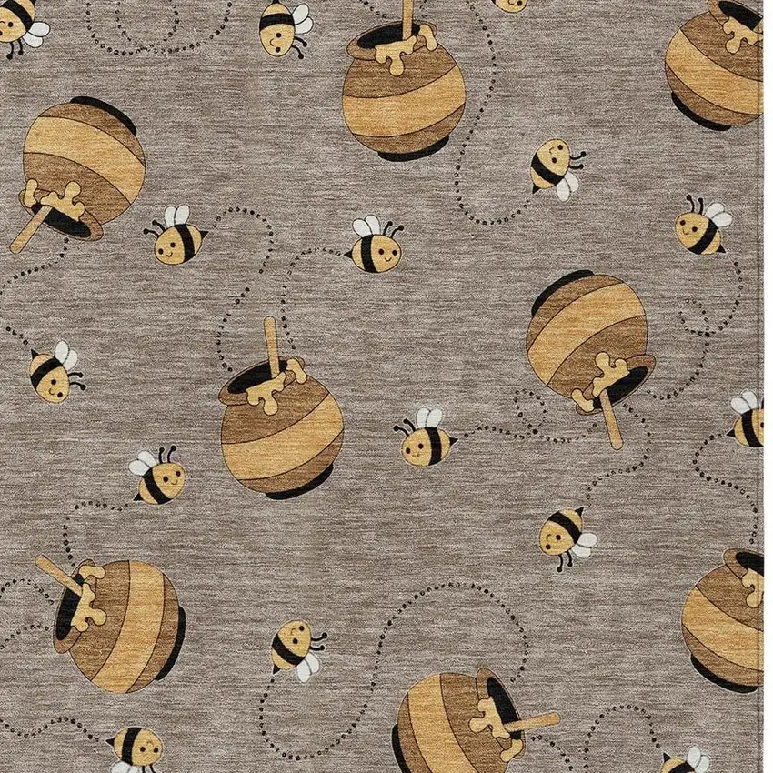 Taupe And Beige Geometric Washable Indoor Outdoor Area Rug Photo 3
