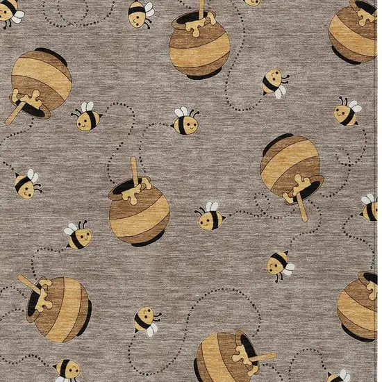 Taupe And Beige Geometric Washable Indoor Outdoor Area Rug Photo 3