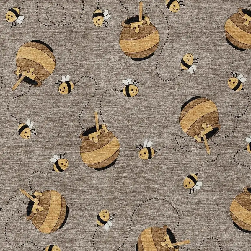 Taupe And Beige Geometric Washable Indoor Outdoor Area Rug Photo 5
