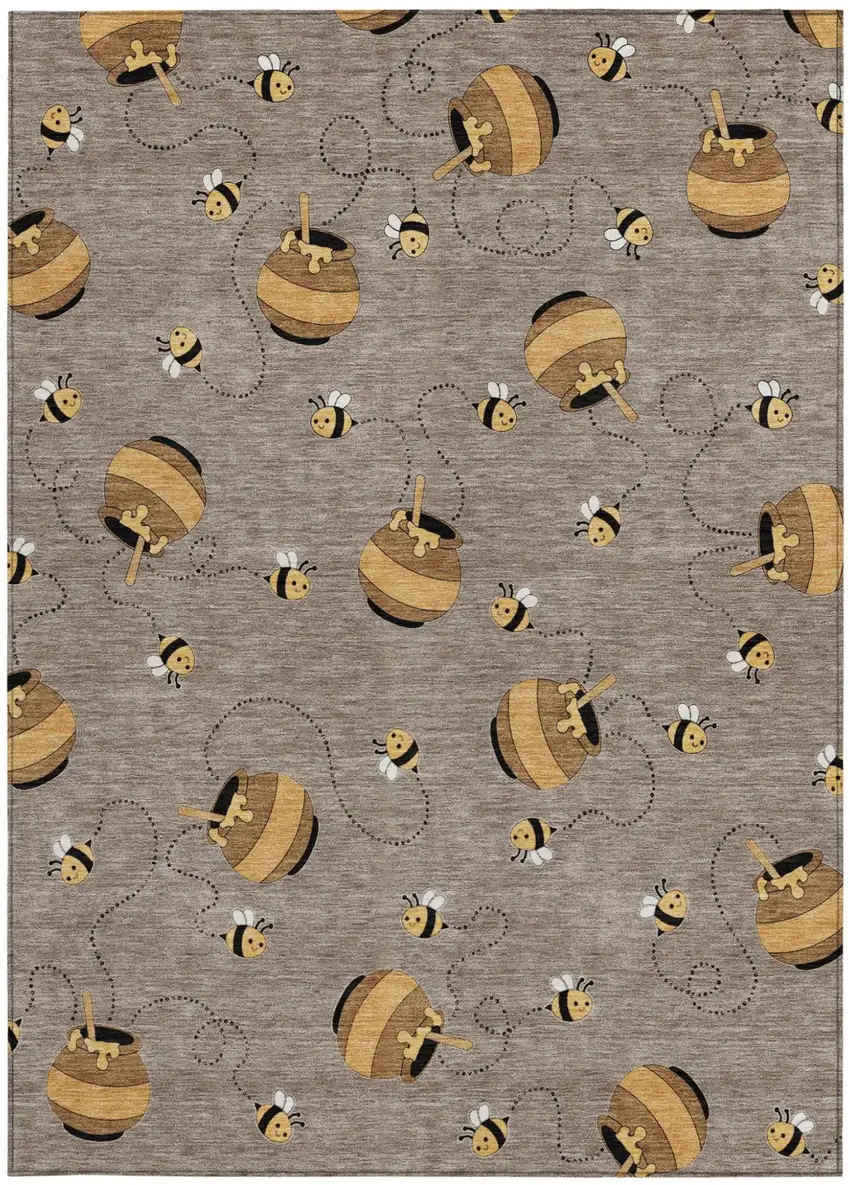 Taupe And Beige Geometric Washable Indoor Outdoor Area Rug Photo 4