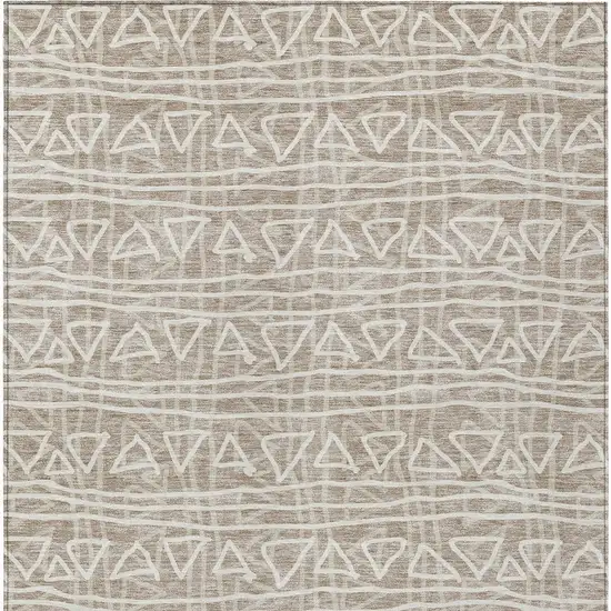 Taupe And Beige Geometric Washable Indoor Outdoor Area Rug Photo 4
