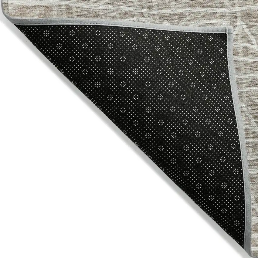 Taupe And Beige Geometric Washable Indoor Outdoor Area Rug Photo 6