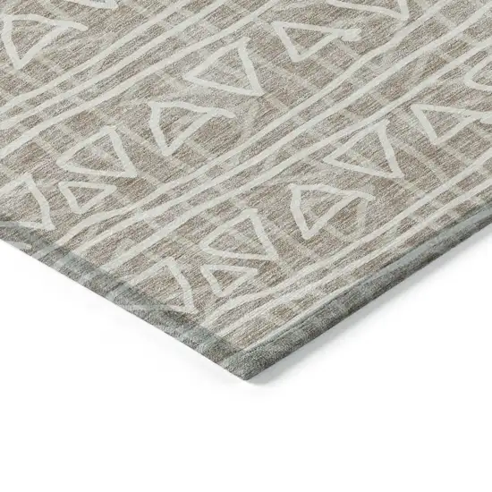 Taupe And Beige Geometric Washable Indoor Outdoor Area Rug Photo 3