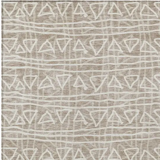 Taupe And Beige Geometric Washable Indoor Outdoor Area Rug Photo 5
