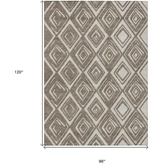 Taupe And Beige Geometric Washable Indoor Outdoor Area Rug Photo 3