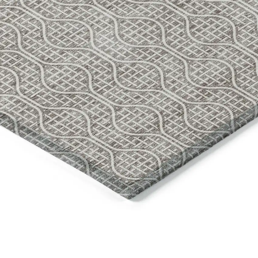 Taupe And Beige Geometric Washable Indoor Outdoor Area Rug Photo 4
