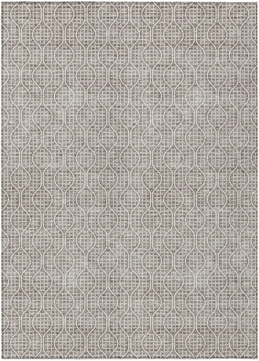 Taupe And Beige Geometric Washable Indoor Outdoor Area Rug Photo 2