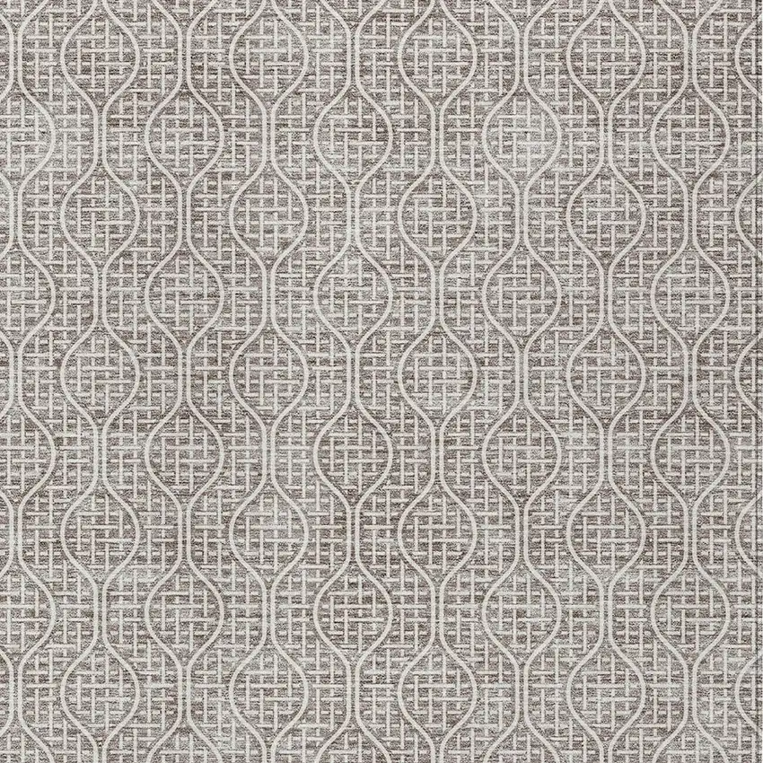 Taupe And Beige Geometric Washable Indoor Outdoor Area Rug Photo 6