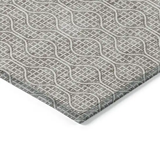 Taupe And Beige Geometric Washable Indoor Outdoor Area Rug Photo 4