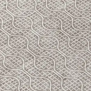 Photo of Taupe And Beige Geometric Washable Indoor Outdoor Area Rug