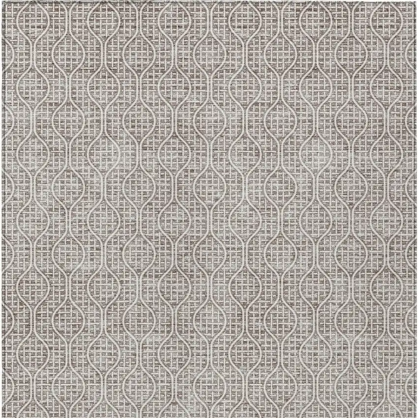 Taupe And Beige Geometric Washable Indoor Outdoor Area Rug Photo 7