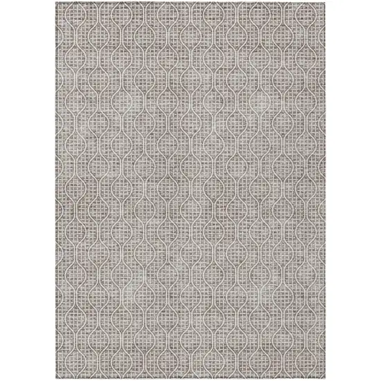 Taupe And Beige Geometric Washable Indoor Outdoor Area Rug Photo 2