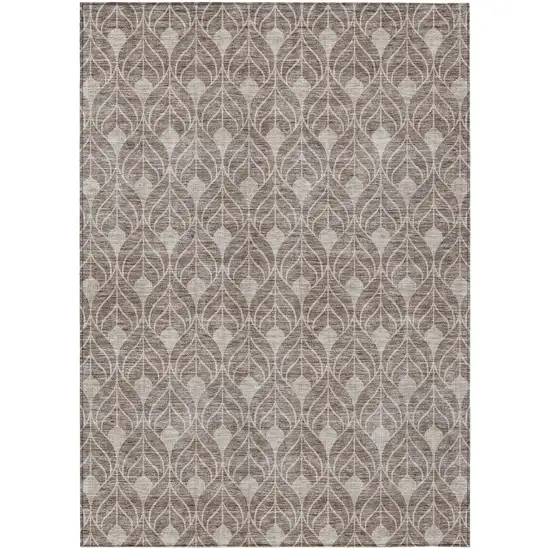 Taupe And Beige Geometric Washable Indoor Outdoor Area Rug Photo 2