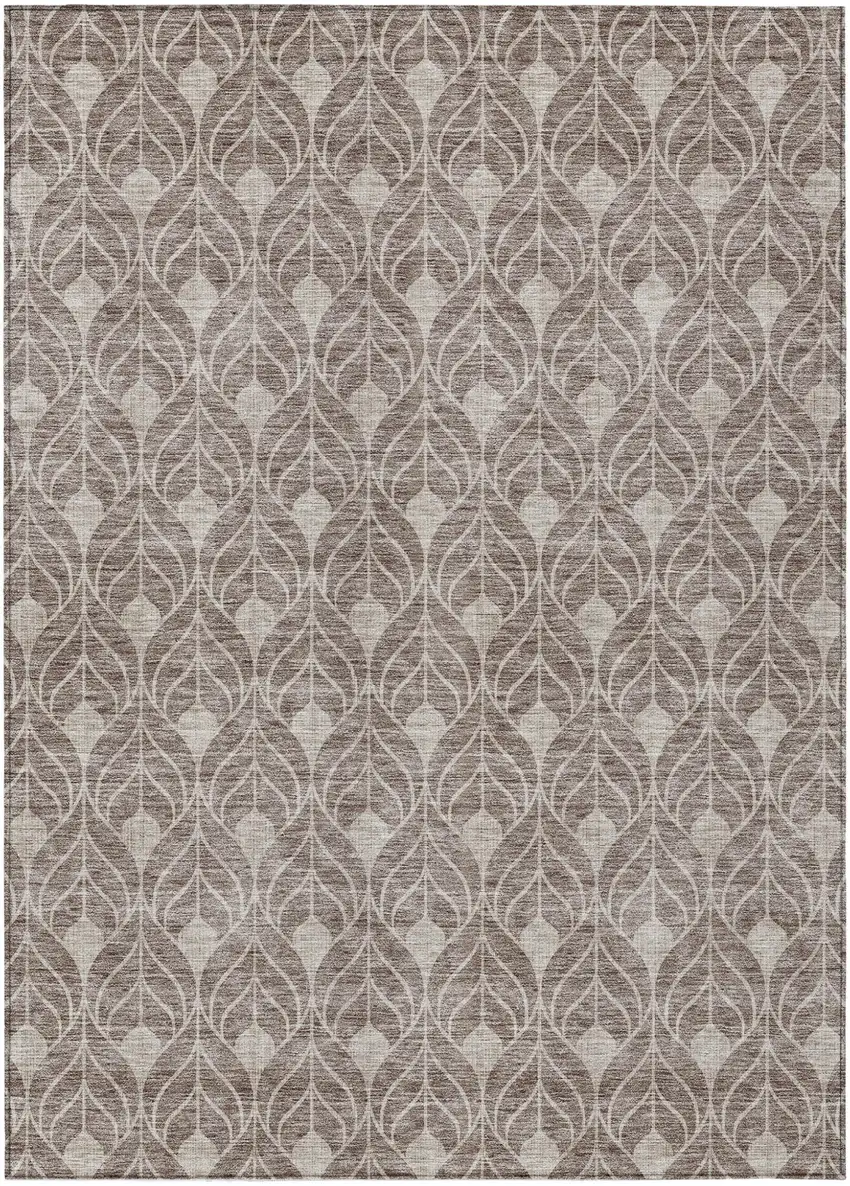 Taupe And Beige Geometric Washable Indoor Outdoor Area Rug Photo 2