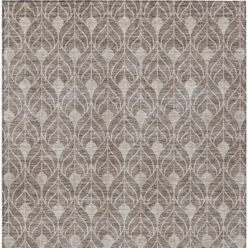 Taupe And Beige Geometric Washable Indoor Outdoor Area Rug Photo 6