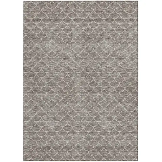 Taupe And Beige Geometric Washable Indoor Outdoor Area Rug Photo 6