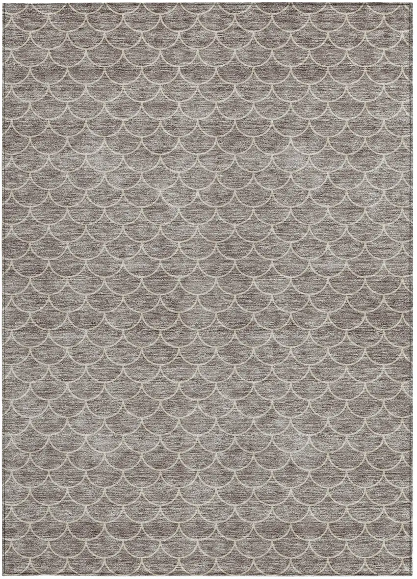 Taupe And Beige Geometric Washable Indoor Outdoor Area Rug Photo 6