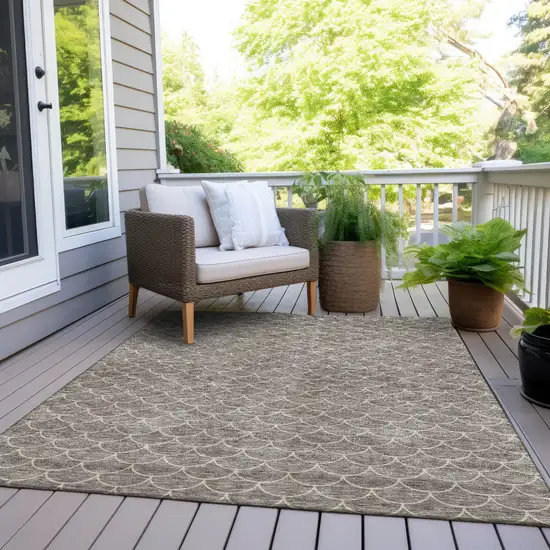 Taupe And Beige Geometric Washable Indoor Outdoor Area Rug Photo 7