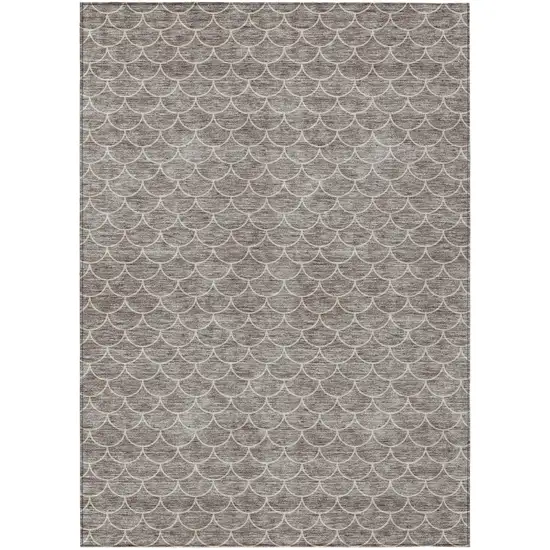 Taupe And Beige Geometric Washable Indoor Outdoor Area Rug Photo 2