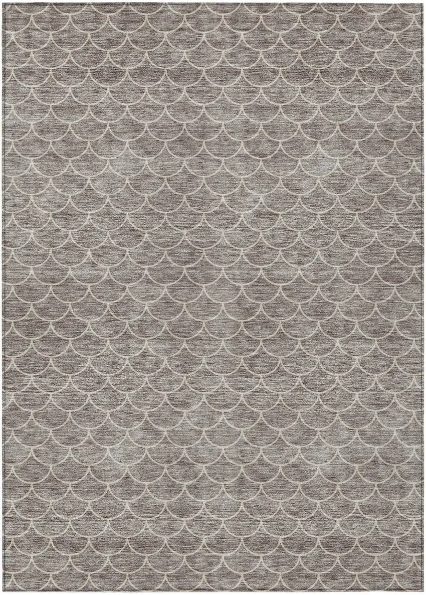 Taupe And Beige Geometric Washable Indoor Outdoor Area Rug Photo 2