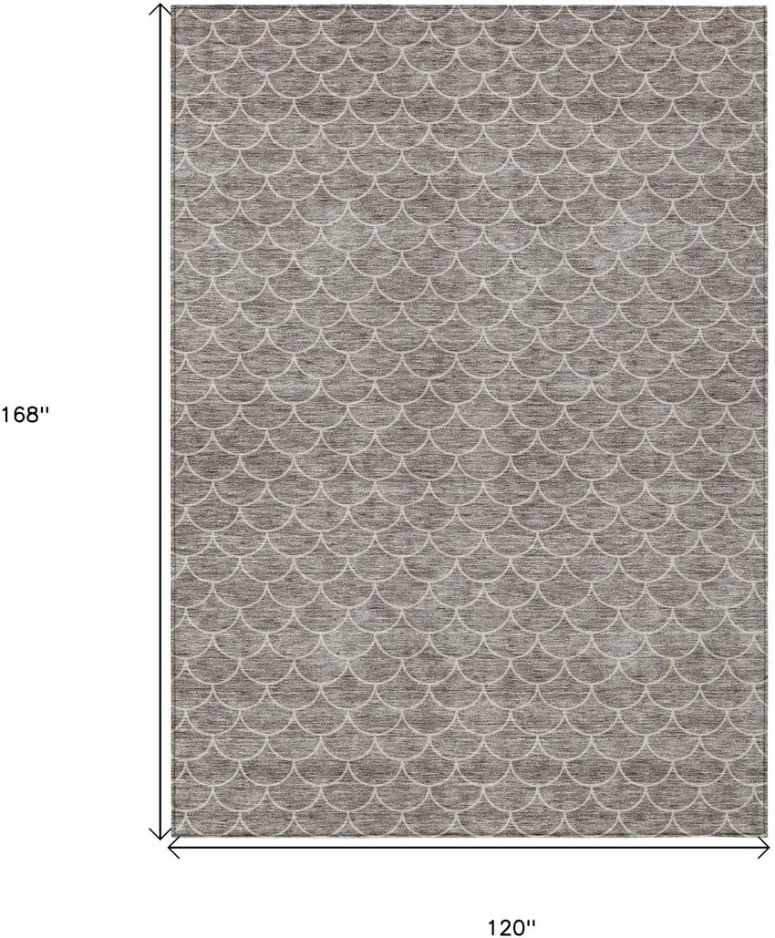 Taupe And Beige Geometric Washable Indoor Outdoor Area Rug Photo 3