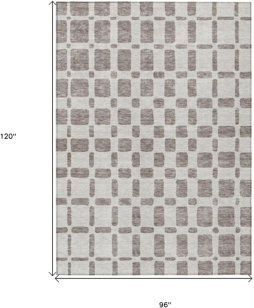 Taupe And Beige Geometric Washable Indoor Outdoor Area Rug Photo 3
