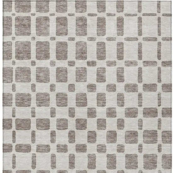 Taupe And Beige Geometric Washable Indoor Outdoor Area Rug Photo 6