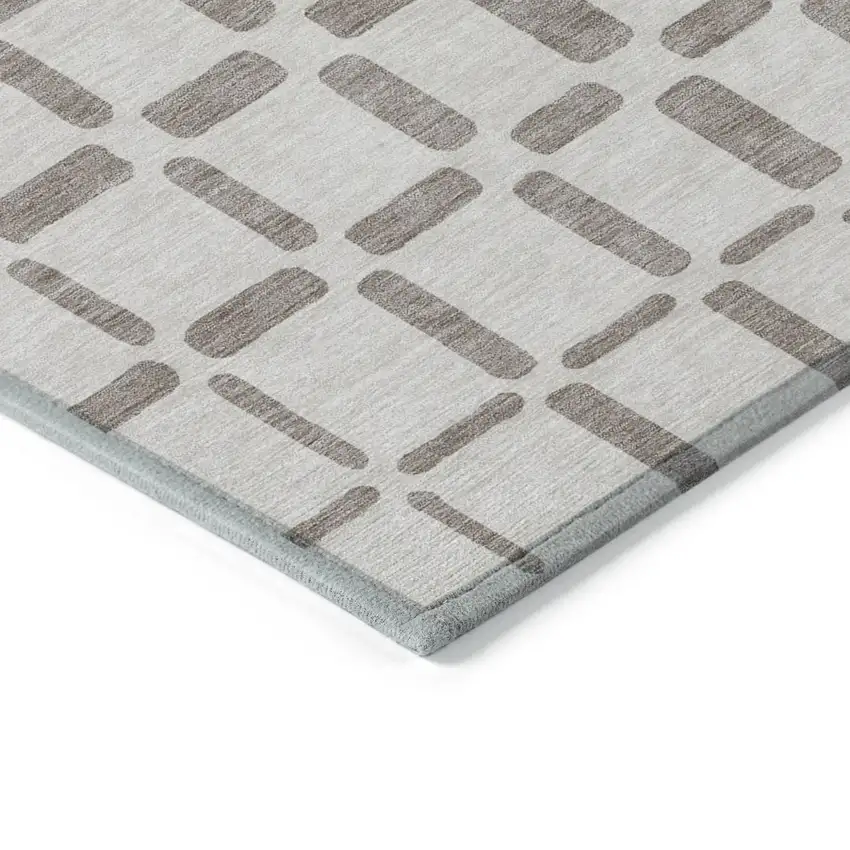 Taupe And Beige Geometric Washable Indoor Outdoor Area Rug Photo 5