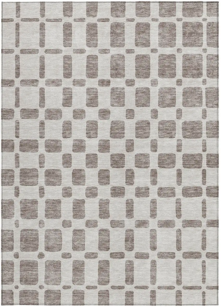 Taupe And Beige Geometric Washable Indoor Outdoor Area Rug Photo 7