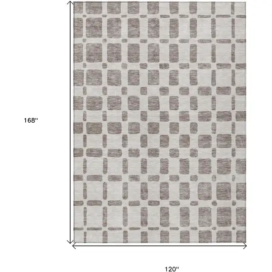 Taupe And Beige Geometric Washable Indoor Outdoor Area Rug Photo 3