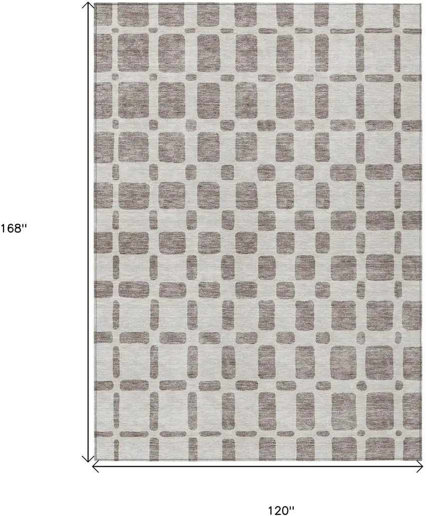 Taupe And Beige Geometric Washable Indoor Outdoor Area Rug Photo 3