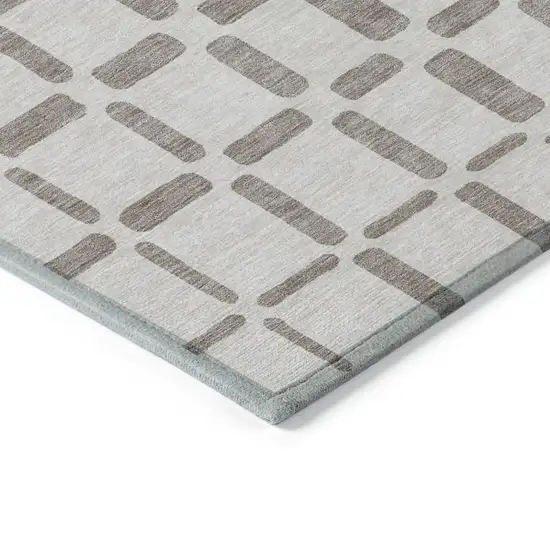 Taupe And Beige Geometric Washable Indoor Outdoor Area Rug Photo 5