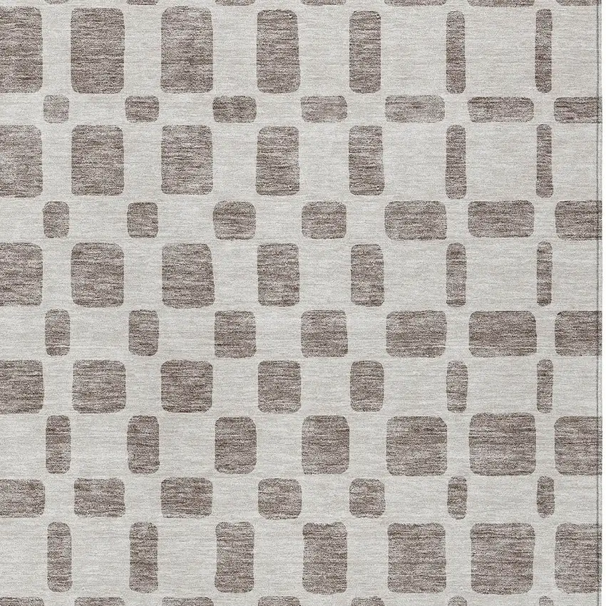 Taupe And Beige Geometric Washable Indoor Outdoor Area Rug Photo 6