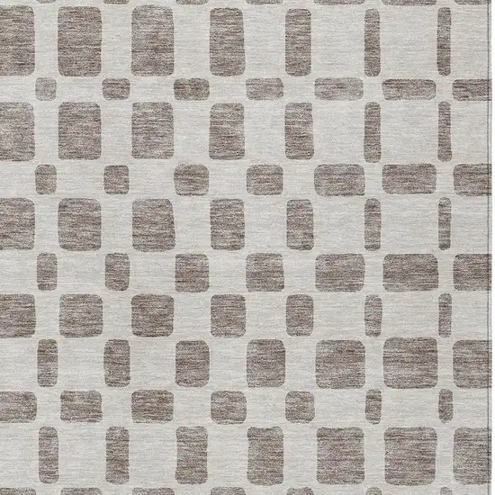 Taupe And Beige Geometric Washable Indoor Outdoor Area Rug Photo 6