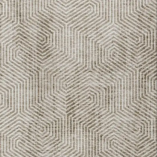 Taupe And Beige Geometric Washable Indoor Outdoor Area Rug Photo 7