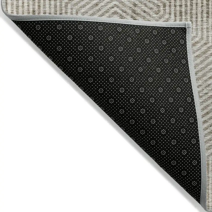 Taupe And Beige Geometric Washable Indoor Outdoor Area Rug Photo 4