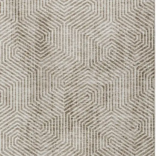 Taupe And Beige Geometric Washable Indoor Outdoor Area Rug Photo 7