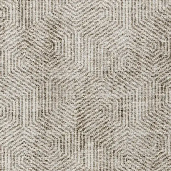 Taupe And Beige Geometric Washable Indoor Outdoor Area Rug Photo 7
