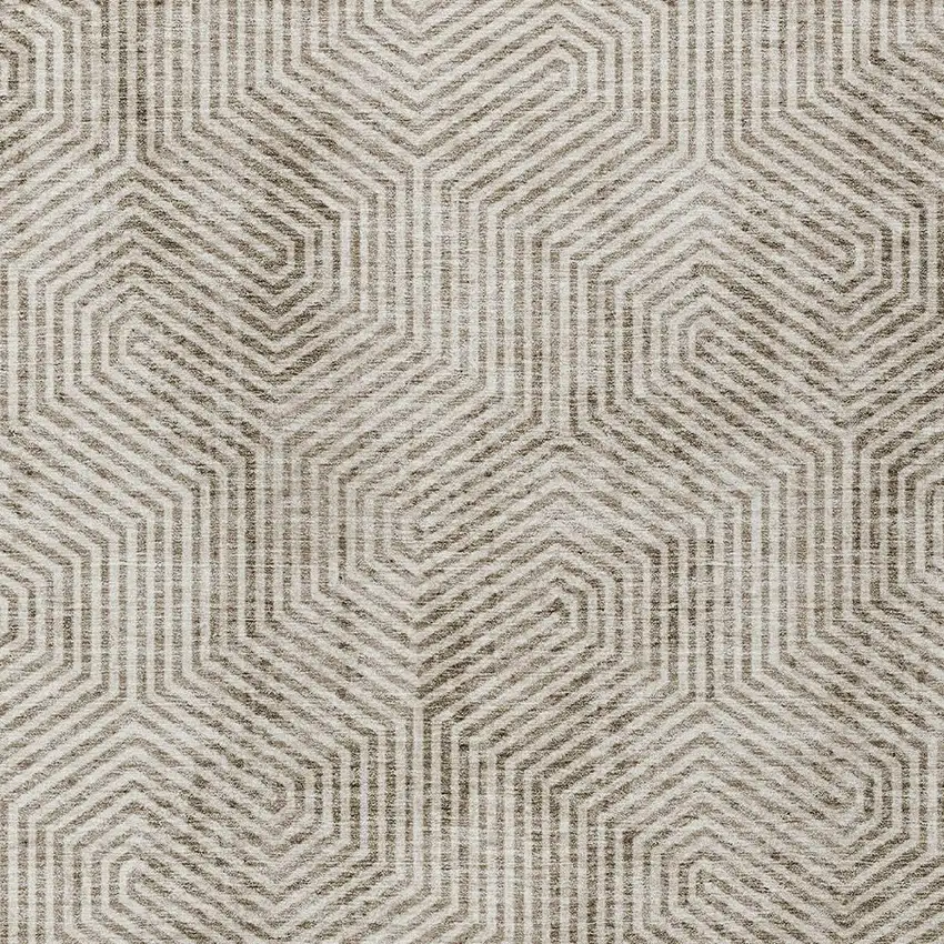 Taupe And Beige Geometric Washable Indoor Outdoor Area Rug Photo 7