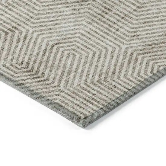 Taupe And Beige Geometric Washable Indoor Outdoor Area Rug Photo 5