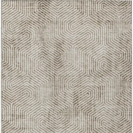 Taupe And Beige Geometric Washable Indoor Outdoor Area Rug Photo 8