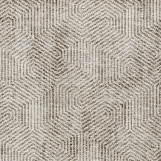 Taupe And Beige Geometric Washable Indoor Outdoor Area Rug Photo 7