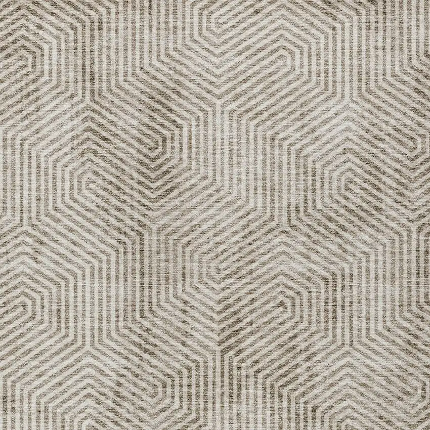 Taupe And Beige Geometric Washable Indoor Outdoor Area Rug Photo 7