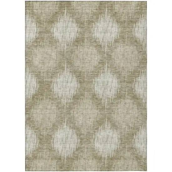 Taupe And Beige Ikat Washable Indoor Outdoor Area Rug Photo 2