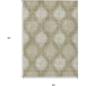Photo of Taupe And Beige Ikat Washable Indoor Outdoor Area Rug