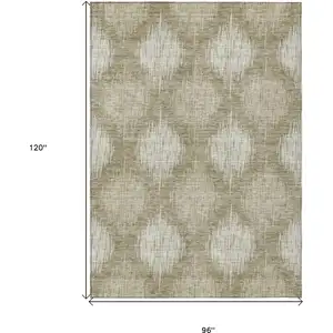 Photo of Taupe And Beige Ikat Washable Indoor Outdoor Area Rug