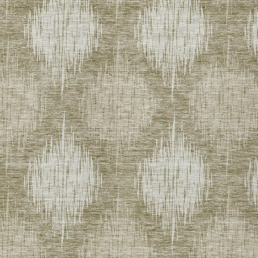 Taupe And Beige Ikat Washable Indoor Outdoor Area Rug Photo 6